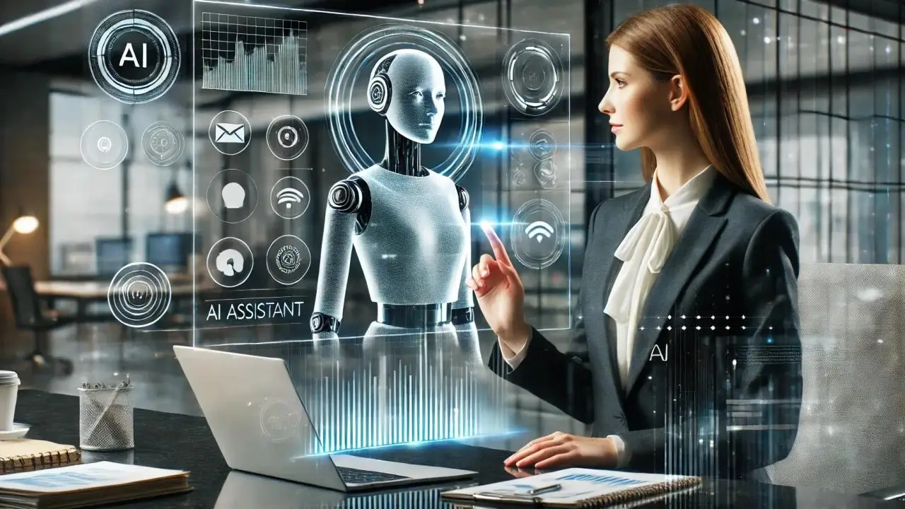 "Top AI Productivity Tools Powered by AI displayed on futuristic digital workspace interfaces"
