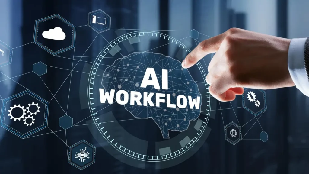 Geoffrey Hinton and AI workflow automation concept featuring artificial intelligence, neural networks, business automation tools, and digital transformation technology.