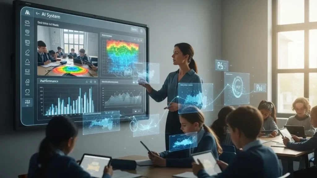 AI in Education analytics dashboard helping teachers monitor student performance and progress