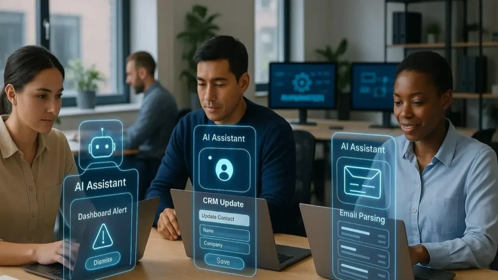 Business automation software analyzing data with artificial intelligence to improve decision-making.