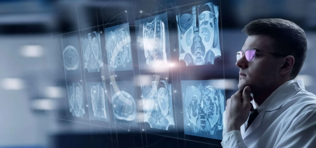 AI in Healthcare diagnostic system analyzing medical scans for disease detection