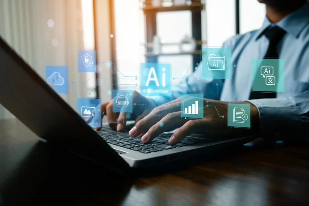 Artificial intelligence integrated with no-code automation platforms for business workflow automation.