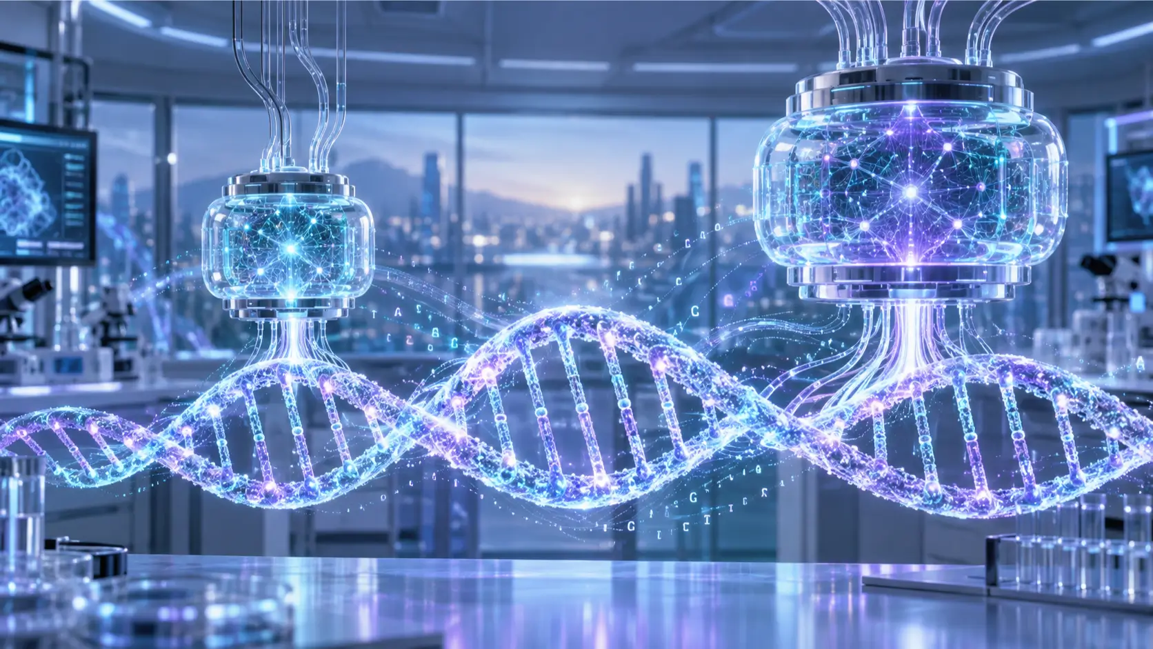 Evo 1 and Evo 2 AI models analyzing genomic DNA