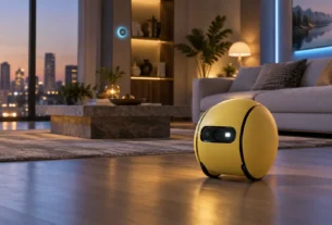 Samsung Ballie robot in a modern AI-powered smart home